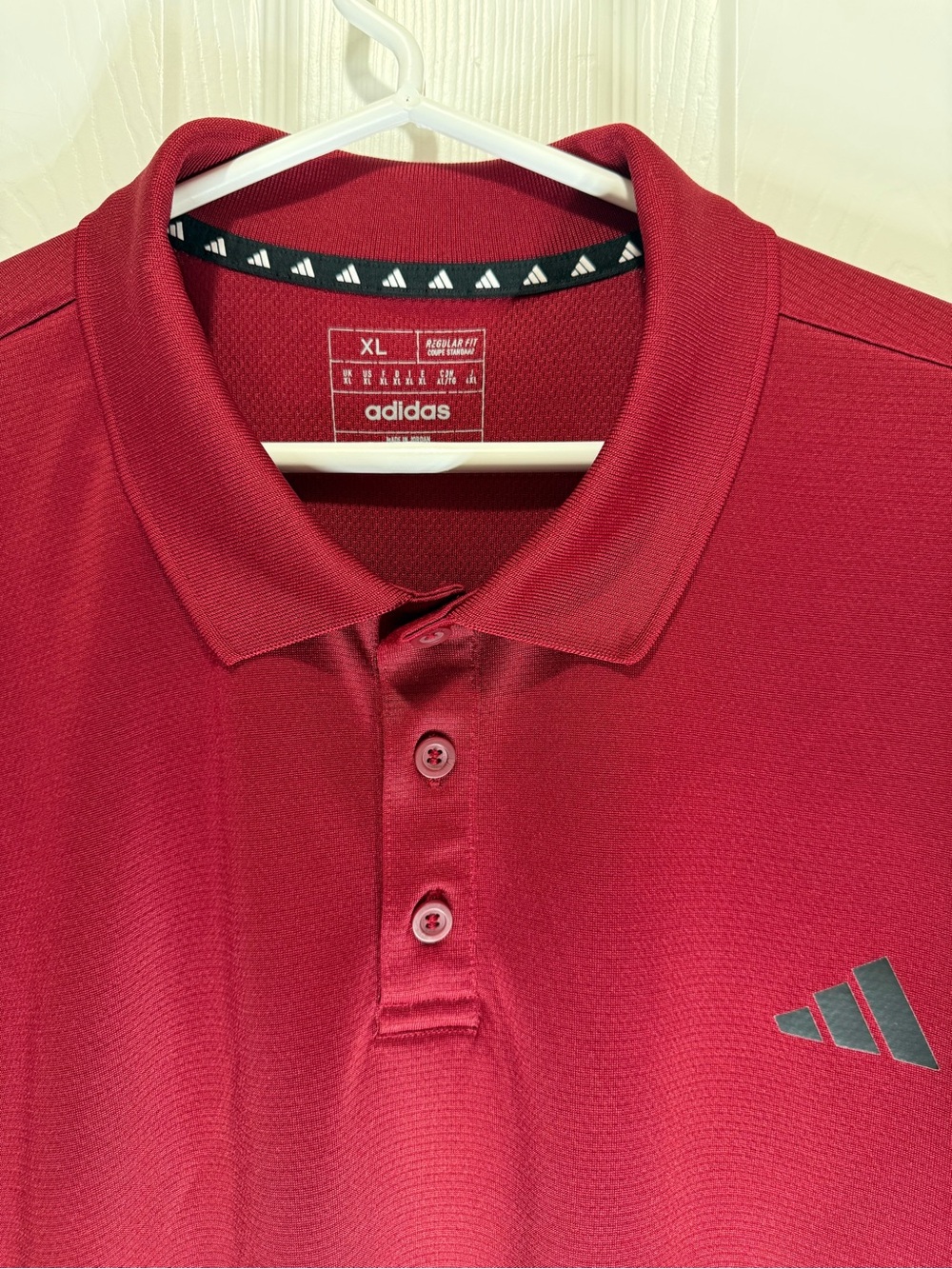 Adidas AEROREADY Men’s XL Burgundy Red Regular Fit Golf Polo Shirt